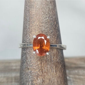 Genuine Natural Orange Kyanite Ring 1.5 Carat Untreated Sterling Silver Fine Gem